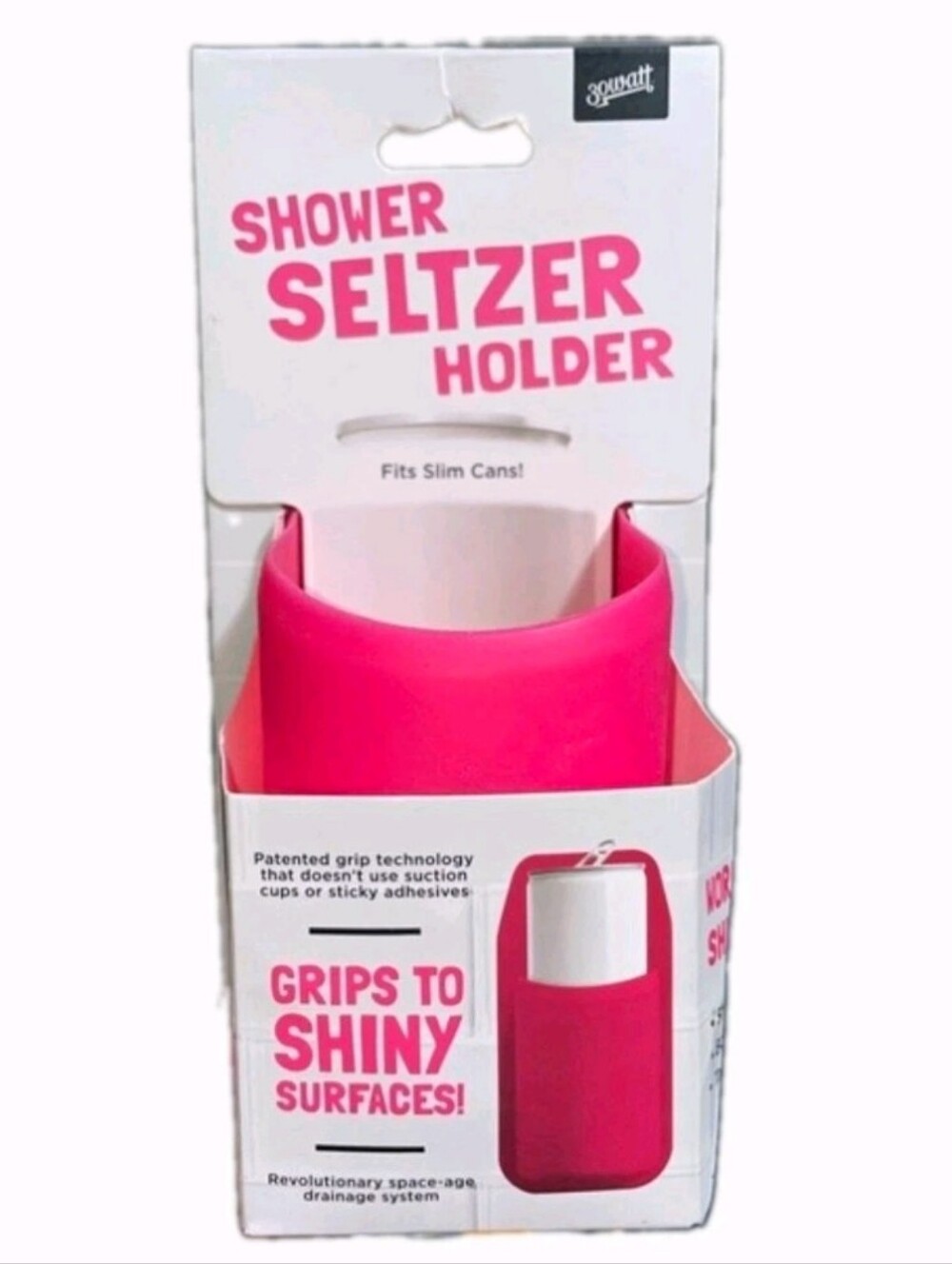 NWT 30 Watt Shower Seltzer Holder Pink Slim Can White Elephant Gift